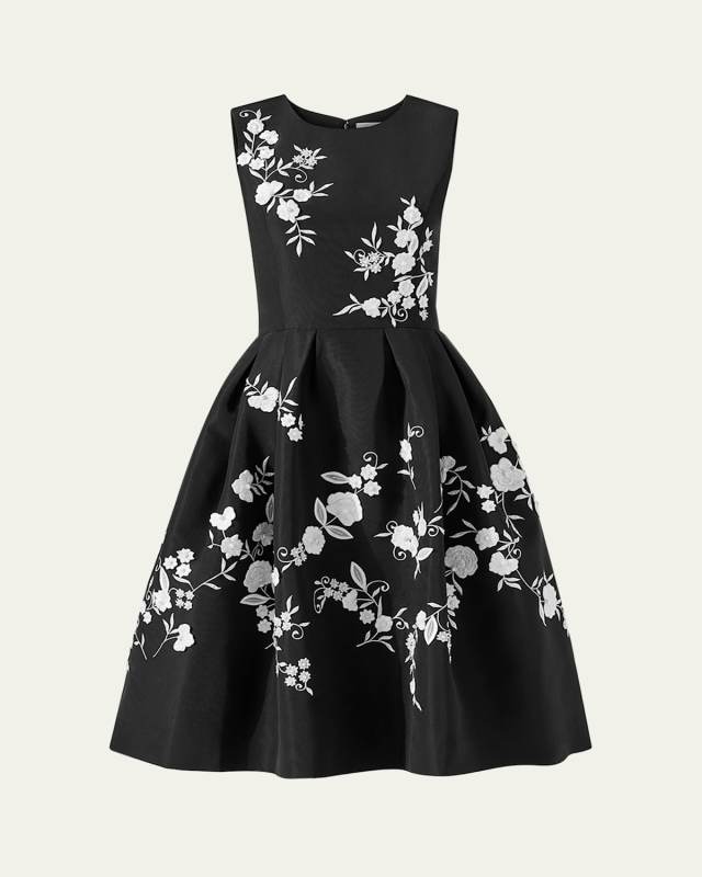 Floral Embroidered Sleeveless Fit-&-Flare Dress